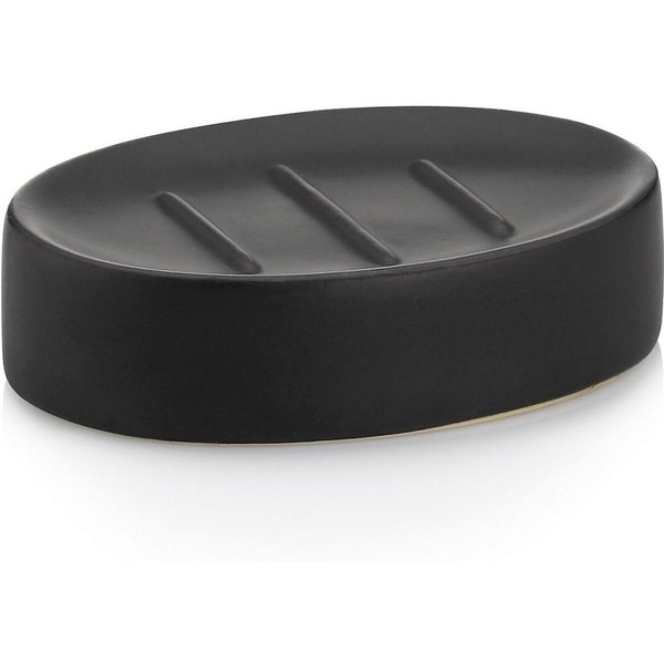 Porte-savon Matsi en céramique kela; 8.5x3 cm (lxH); noir; ovale