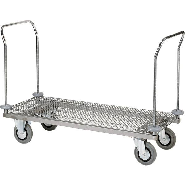Chariot de transport avec base renforcée QUATRO; 122x61x109 cm (lxPxH); argenté