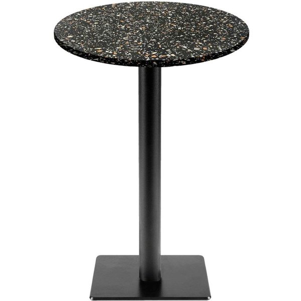 RestooTab Mange-debout Milan-T rond - décors pierres; 113x60 cm (HxØ); noir/terrazzo; rond(e)