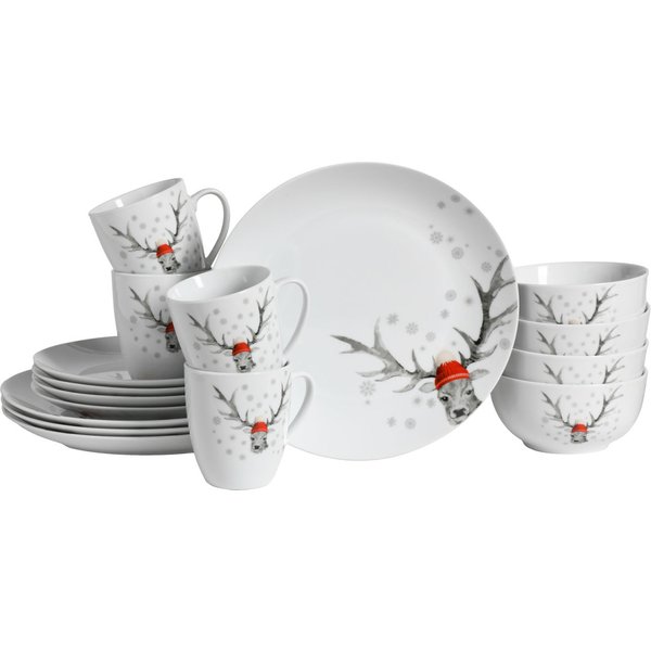 CreaTable Cervo (forma Luna) - servizio da 16 pezzi; bianco