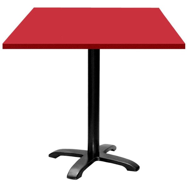 Table Bazila carrée - décor uni RestooTab; 70x70x74 cm (LxlxH); Plateau rouge, Structure noir; carré(e)