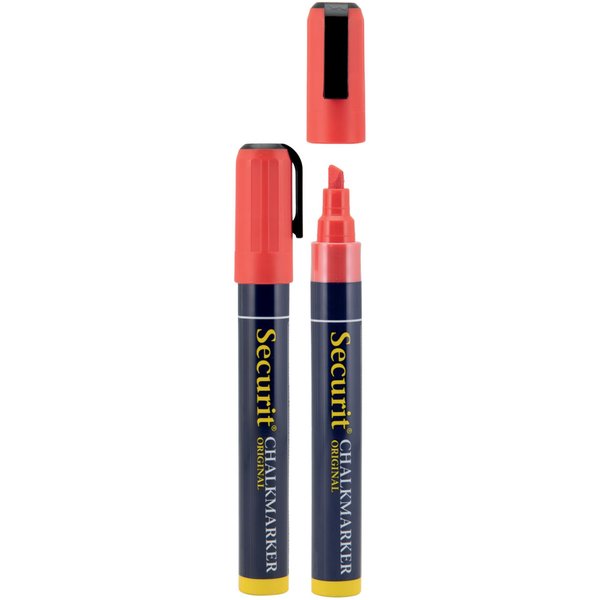 Lot de 2 feutres-craie à encre liquide - pointe moyenne 2-6mm Securit; 2 cm (L), Epaisseur de trait 20 mm; rouge