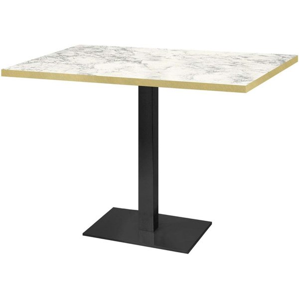 Table Milan rectangulaire - décors pierres RestooTab; 120x70x75 cm (LxlxH); gris clair/laiton/marbré; rectangulaire