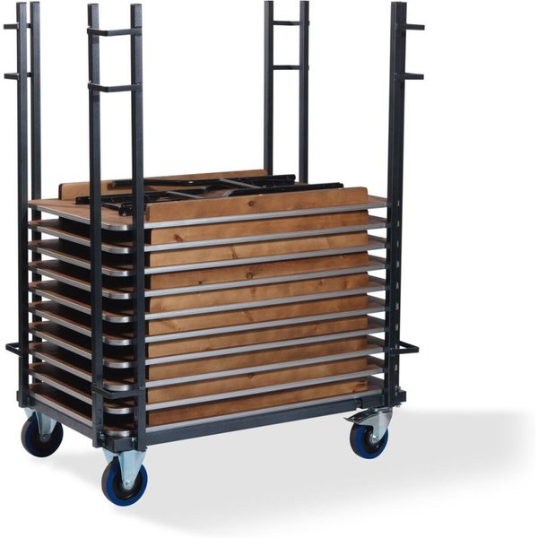 Carrello di trasporto per tavoli catering rettangolari, regolabile, martellato Feros; 208x100x168 cm (LxPxH); antracite