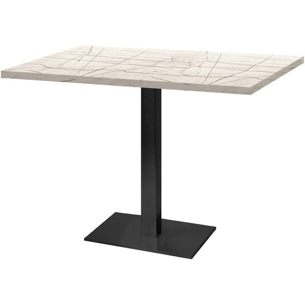 Table Milan rectangulaire - décor pierre ou bois RestooTab; 120x70x75 cm (LxlxH); Plateau beige naturel/gris/marbré, Structure noir; rectangulaire