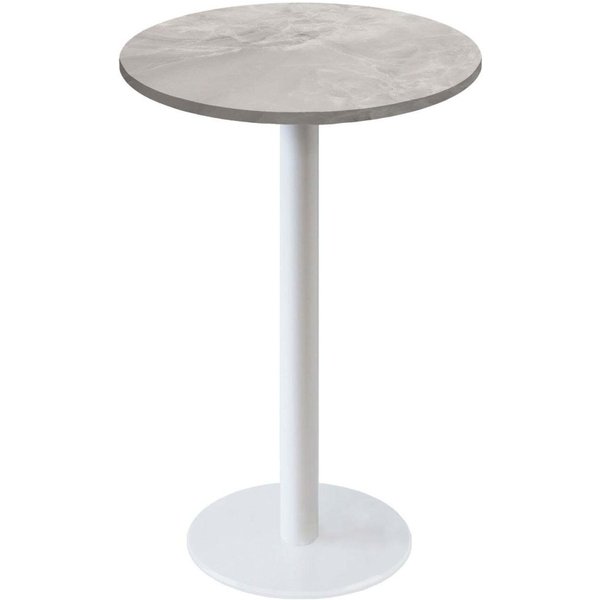 Tavolo alto Roma rotondo base bianco - laminato legno & pietra RestooTab; 113x60 cm (HxØ); beige/grigio/marmorizzato; rotonda