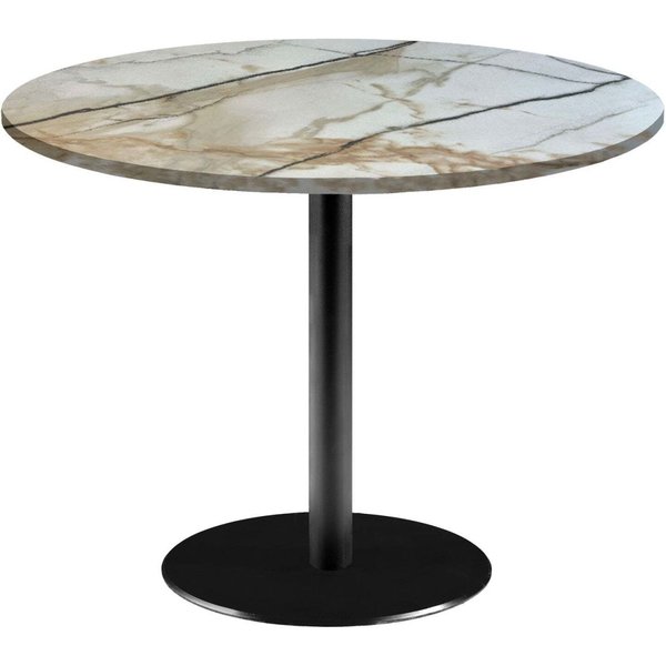 Tavolo Roma XL rotondo - laminato pietra RestooTab; 120x120x75x120 cm (LxLxHxØ); bianco lana/grigio/marmorizzato; rotonda
