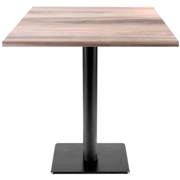 Table Milan carrée - décor bois RestooTab; 70x70x75 cm (LxlxH); Plateau chêne/gris clair, Structure noir; carré(e)