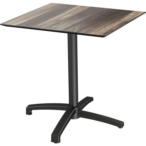 X Cross table de bistrot avec piètement noir + plateau HPL Galaxy Marble 70x70 cm Feros; 74 cm (H); brun clair; carré(e)