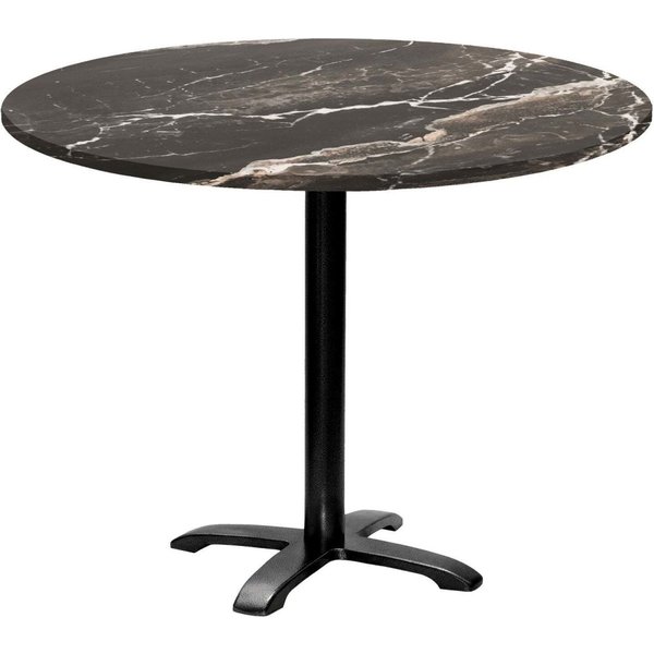 Table Bazila ronde - décor pierre RestooTab; 74x110 cm (HxØ); Plateau noir, Structure noir; rond(e)