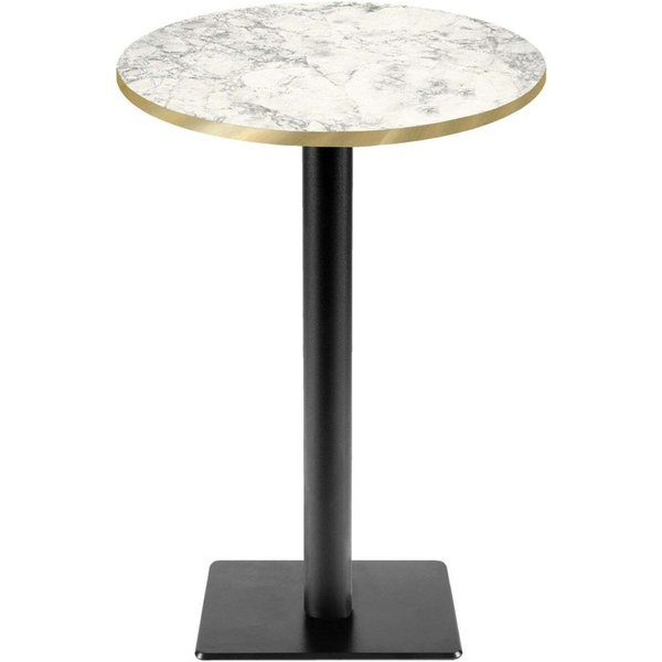 RestooTab Mange-debout Milan-T rond - décors pierres; 113x60 cm (HxØ); gris clair/laiton/marbré; rond(e)