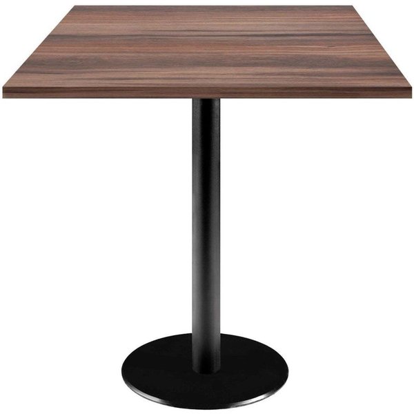 Table Rome carrée - décor bois RestooTab; 70x70x75 cm (LxlxH); Plateau chêne fumé, Structure noir; carré(e)