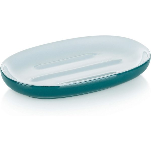 Porte-savon Isabella, céramique kela; 8.5x2x13.5 cm (lxHxP); bleu pétrole; ovale