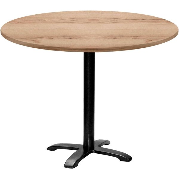 Table Bazila ronde - décor bois RestooTab; 74x110 cm (HxØ); Plateau chêne/naturel, Structure noir; rond(e)