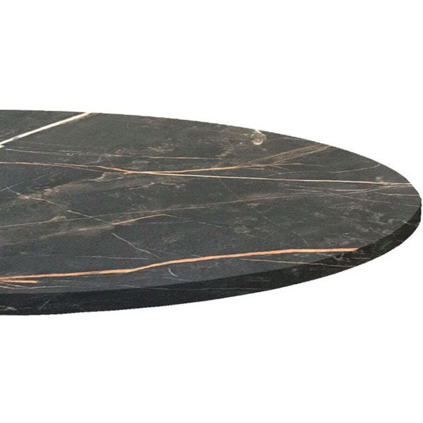 Plateau de table rond, décor marbre RestooTab; 120x120 cm (Lxl); noir/doré/marbré; rond(e)