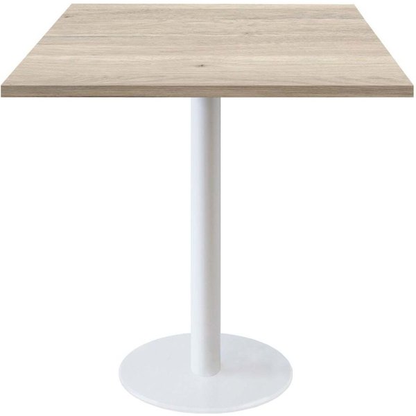Table Rome carrée pied blanc - décors bois & pierres RestooTab; 70x70x75 cm (LxlxH); bouleau/gris clair; carré(e)