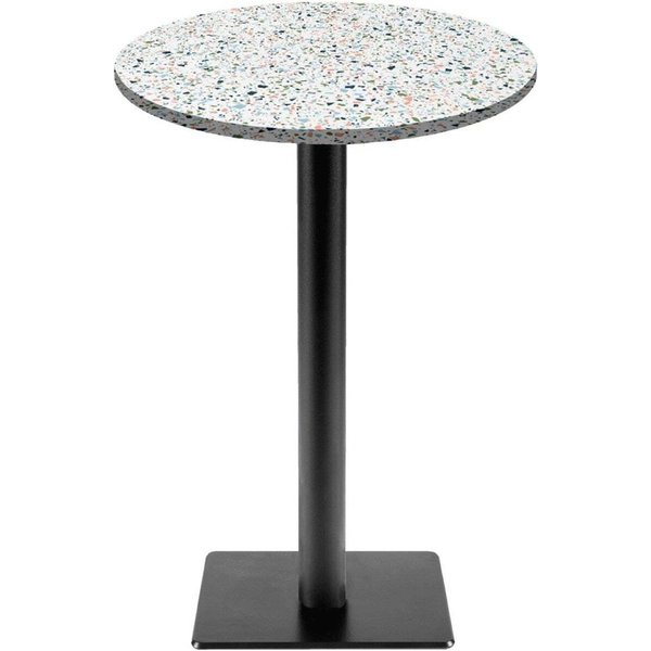 RestooTab Mange-debout Milan-T rond - décors pierres; 113x60 cm (HxØ); multicolore/terrazzo; rond(e)