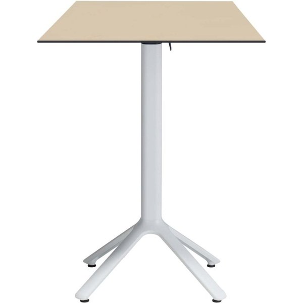 Tavolo alto pieghevole Nemo bianco da esterno 60x60 RestooTab; 60x60x110 cm (LxLxH); Piano tavolo beige, struttura bianco; quadrata