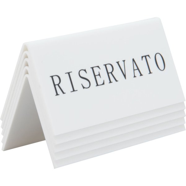 Chevalets de Réservation de Table 'Riservato' (Italien) Lot de 5 Blanc Securit; 10x5 cm (lxH); blanc