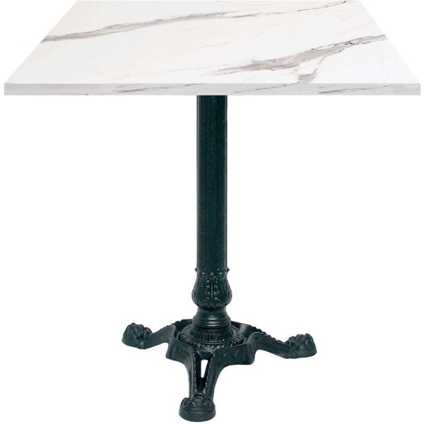 Table Bistrot carrée - décor pierre ou bois RestooTab; 70x70x75 cm (LxlxH); blanc/gris/marbré; Structure noir; carré(e)