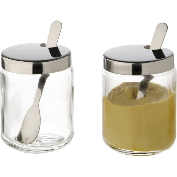 Vasi per senape APS; 70 ml, 5x6.3 cm (ØxH); argento/trasparente; 2 pz. / Pacco