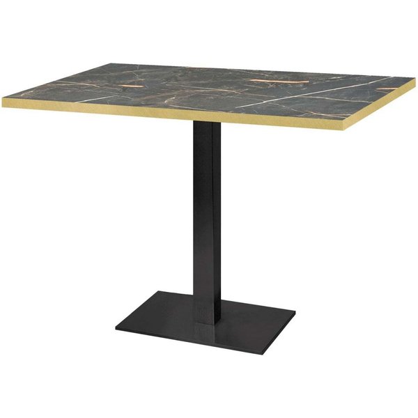 Table Milan - chant couleur laiton RestooTab; 120x70x75 cm (LxlxH); Plateau gris taupe, Structure noir; rectangulaire