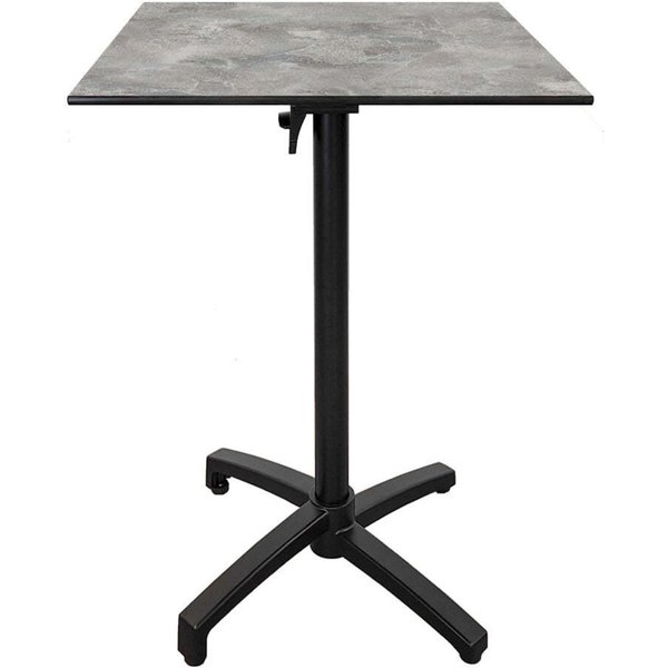 Tavolo alto pieghevole da terrazza Diabolo quadrato RestooTab; 60x60x111 cm (LxLxH); Piano tavolo grigio chiaro, struttura nero; quadrata
