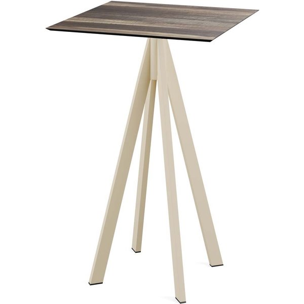 Tavolo alto Infinity con struttura color sabbia + piano quadrato in HPL Feros; 70x70x109.2 cm (LxLxH); marrone chiaro; quadrata