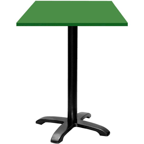 Mange-debout Bazila carré - décor bois ou uni RestooTab; 60x60x112 cm (LxlxH); Plateau vert, Structure noir; carré(e)