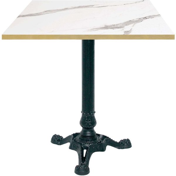 Table Bistrot carrée - chant couleur laiton RestooTab; 70x70x75 cm (LxlxH); blanc/gris/laiton; Structure noir; carré(e)