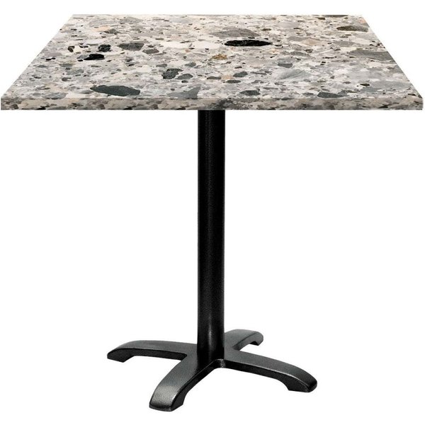 Tavolo Bazila quadrato - laminato pietra RestooTab; 70x70x74 cm (LxLxH); Piano tavolo grigio/terazzo, struttura nero; quadrata
