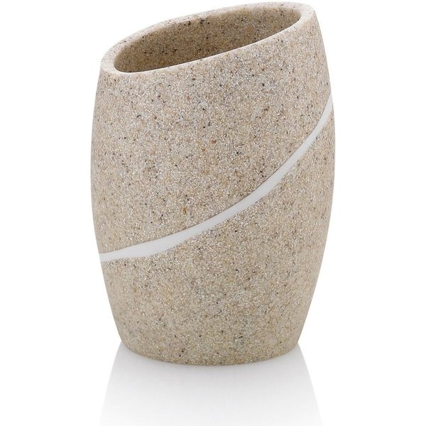 kela Portaspazzolino Talus in poliresina; 8x11 cm (ØxH); beige