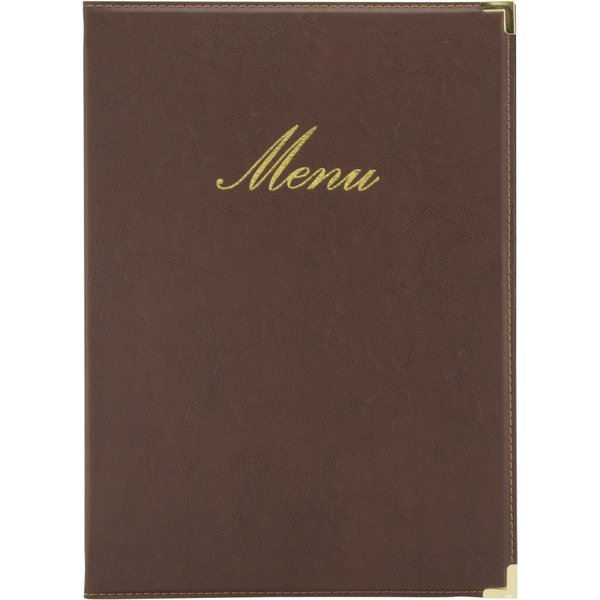Protège-menu A4 Classic - similicuir - 4 vues Securit; 24.5x34 cm (lxH); brun