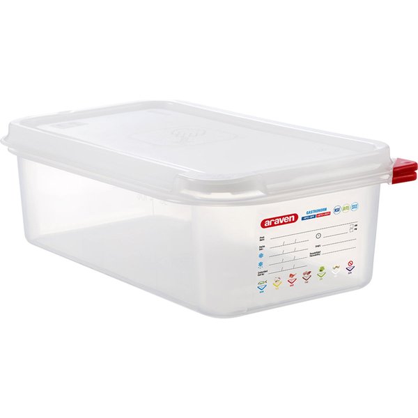 Araven Contenitore gastronorm con coperchio, polipropilene, gastronorm 1/3; GN 1/3, 4 l, 32.5x17.6x10 cm (LxLxP); trasparente