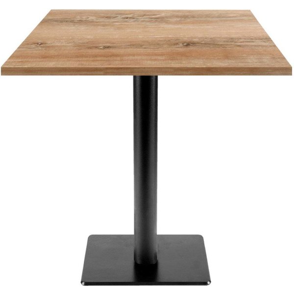 Table Milan carrée - décor bois RestooTab; 70x70x75 cm (LxlxH); Plateau chêne vieilli, Structure noir; carré(e)