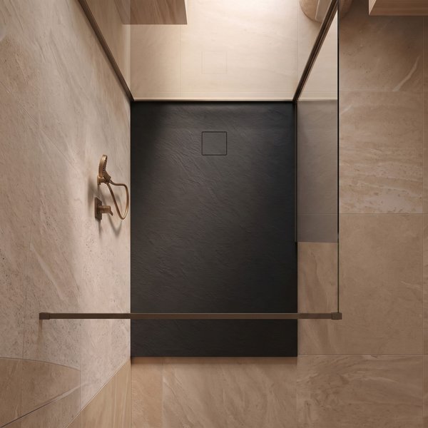 Saniclear Naxos SMC douchebak stone-look 120x90cm zwart mat