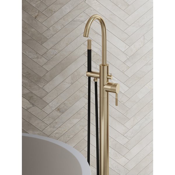 Saniclear Brass Curved Pro vrijstaande badkraan geborsteld messing - mat goud