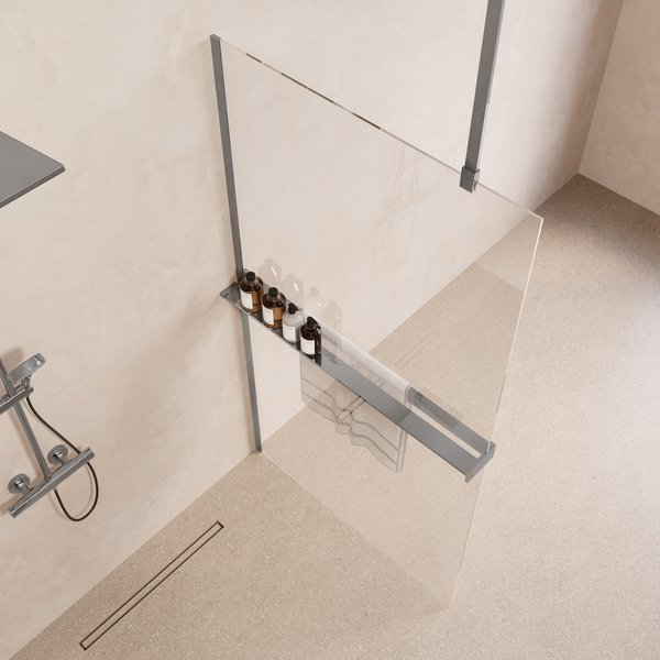 Saniclear Bright inloopdouche 120cm met handdoekhouder en helder glas chroom