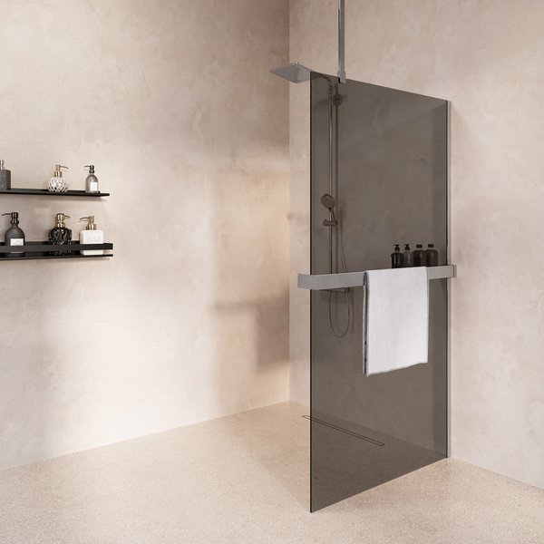 Saniclear Bright inloopdouche 80cm met handdoekhouder en rookglas chroom