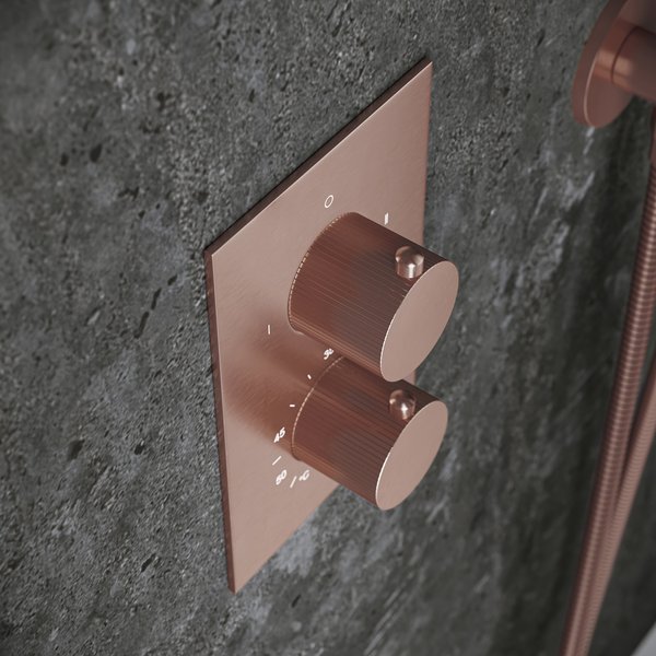 Saniclear Copper Stripes inbouw thermostaat met inbouwdeel geborsteld koper
