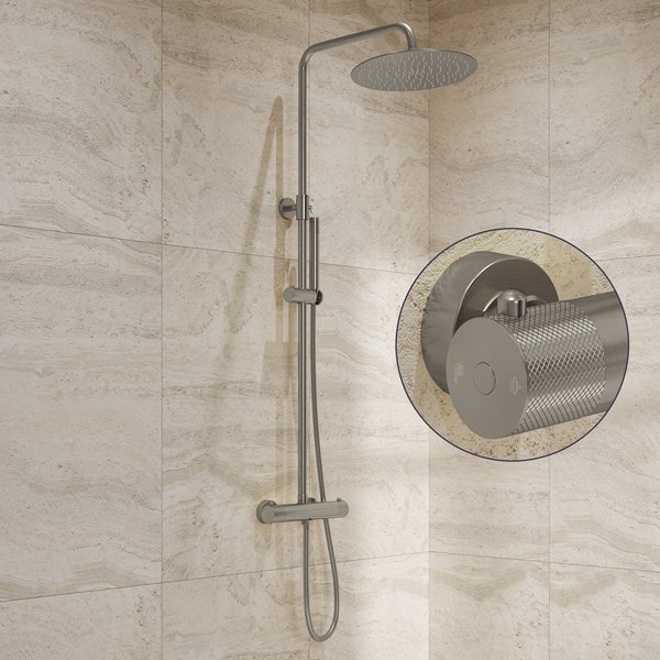 Saniclear Exclusive Curved opbouw regendouche RVS met 20cm hoofddouche