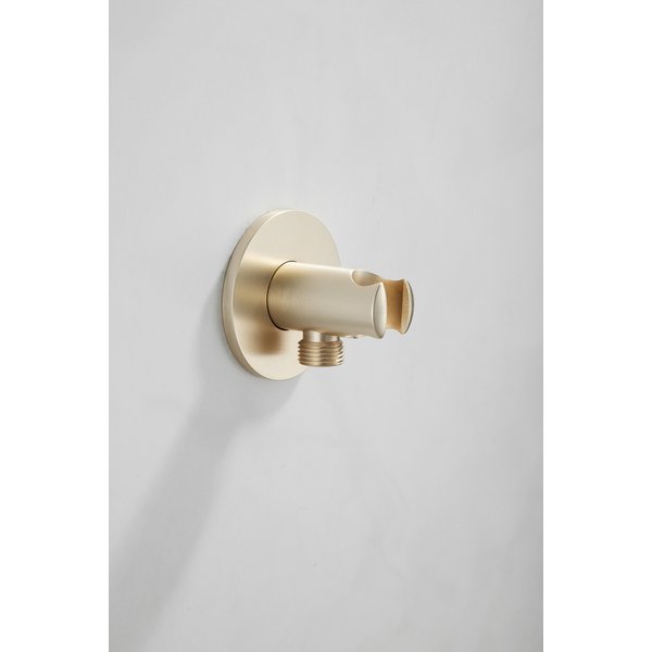 Saniclear Plus handdouche houder met wateraansluiting geborsteld messing mat goud