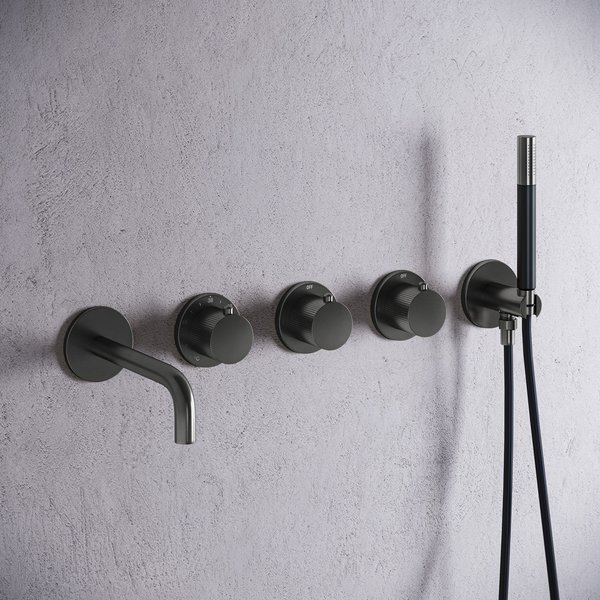 Saniclear Plus Stripes Pro inbouw badkraan met 20cm uitloop verouderd ijzer - gunmetal