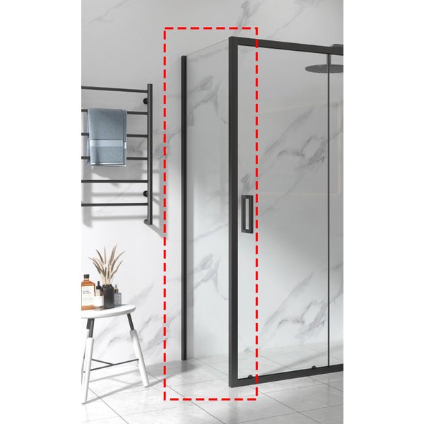 Saniclear Slide black zijwand 100x200cm zwart mat
