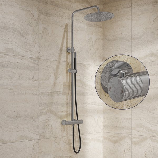 Saniclear Talpa Stripes Pro opbouw regendouche chroom met 30cm hoofddouche