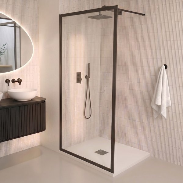 Saniclear Block douchewand mat zwart 80x200cm anti-kalk 8mm