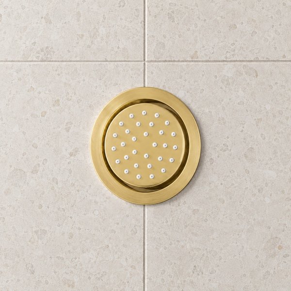 Saniclear Brass inbouw massage jet rond geborsteld messing - mat goud