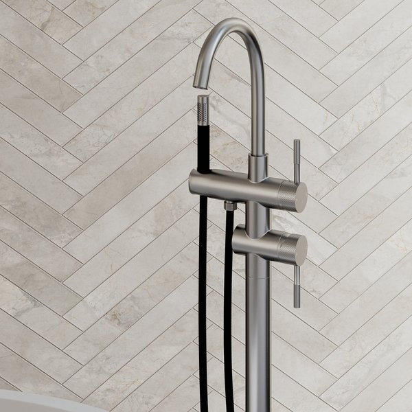 Saniclear Exclusive Curved Pro vrijstaande badkraan RVS