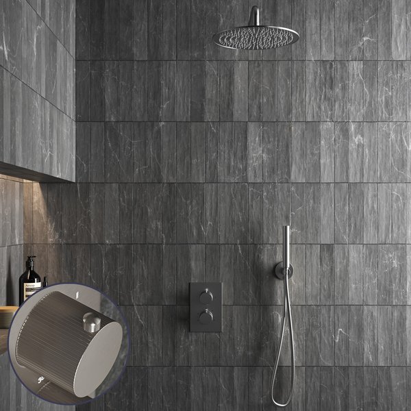 Saniclear Exclusive Stripes inbouw regendouche met 20cm hoofddouche en muurarm RVS
