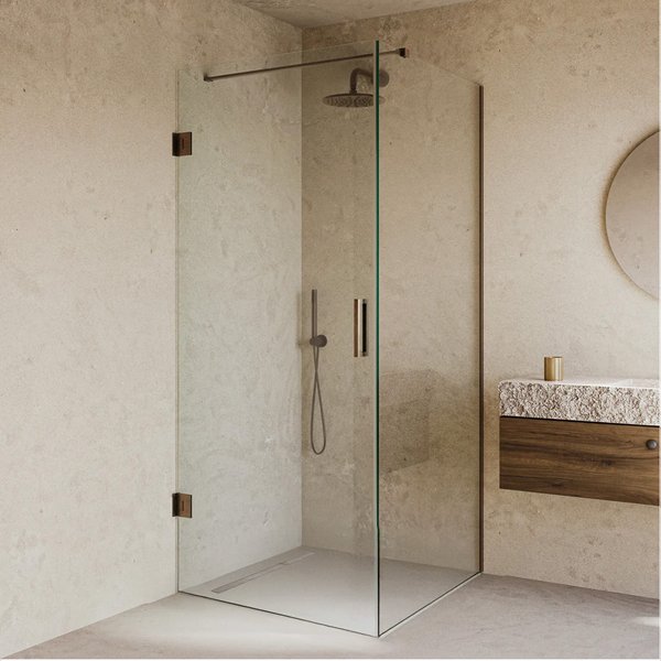Saniclear Modern Antique douchecabine 90x80 met 80cm deur verouderd messing